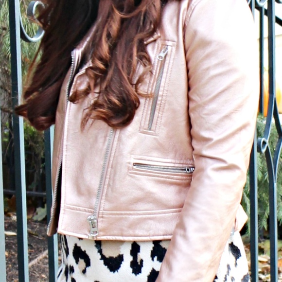 Metallic Rose Gold Moto Jacket - Picture 3 of 6